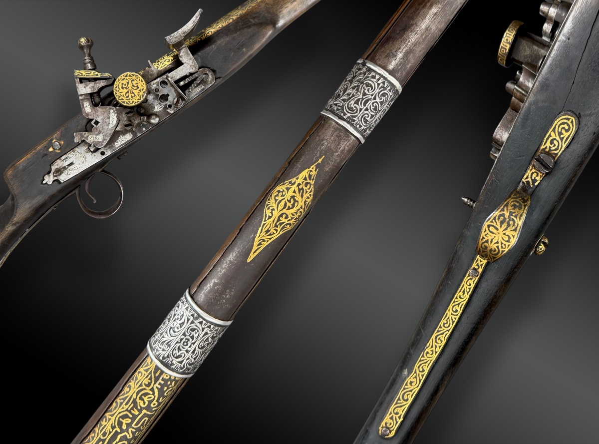 FUSIL À SILEX DIT « MUKHALA » À DÉCOR DE DAMASQUINE D’OR-photo-3