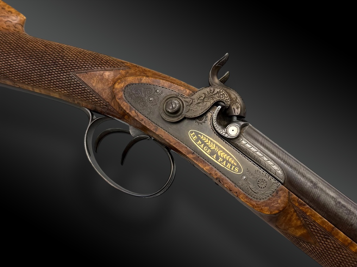Box Set With A Hunting Rifle, Double-action, Signed "lepage" In Paris,-photo-4
