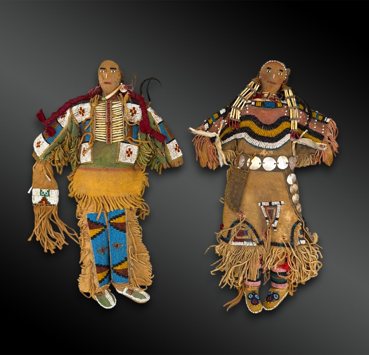 POUPÉES figurant un couple - Indiens Blackfoot (Pieds-Noirs), Grandes Plaines