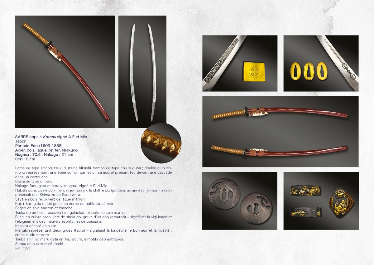 Sabre Known As Katana, Signed "a Fud Mio" - Japan - Edo Period (1603–1868)-photo-6