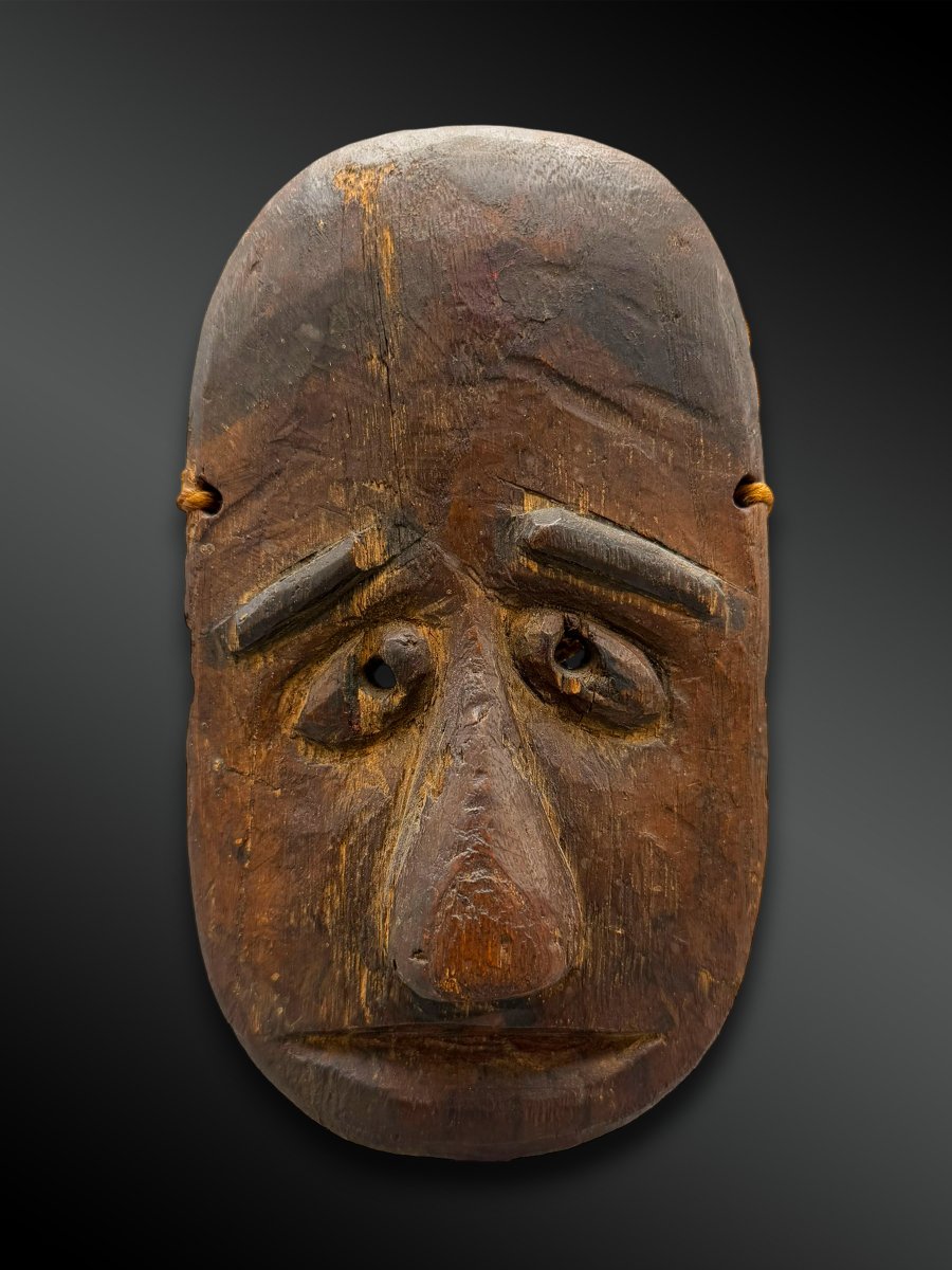 MASQUE RITUEL ou VOTIF figurant Yama-no-Kami - Culture Matagi, Japon - XIXème siècle-photo-2