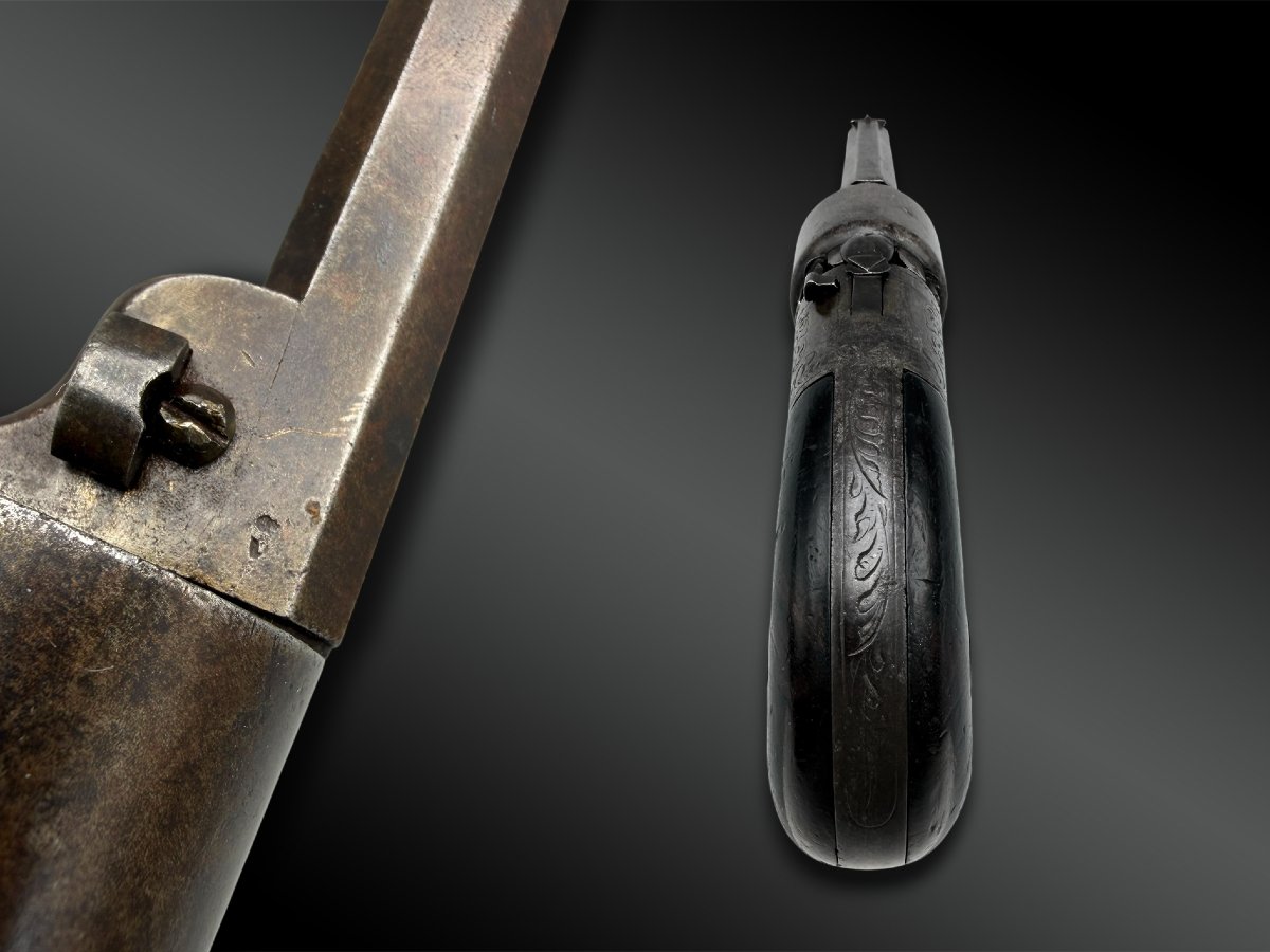 Revolver poivrière signé J. Herman - Liège, Belgique - XIXème siècle-photo-1