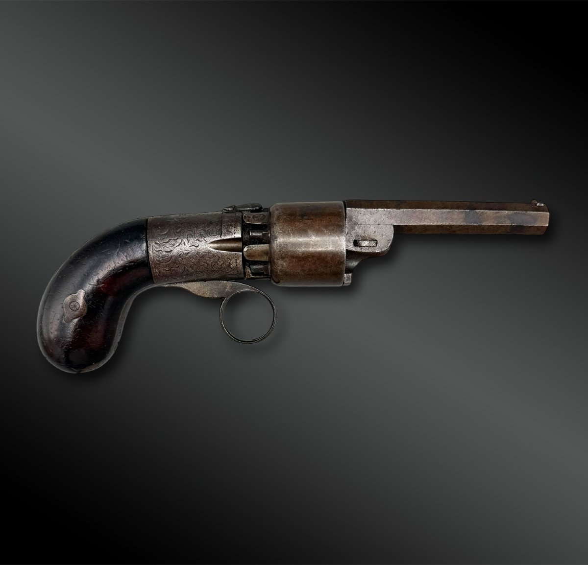 Revolver poivrière signé J. Herman - Liège, Belgique - XIXème siècle