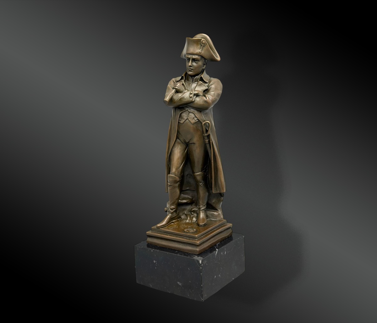 Bronze – Full-length Statue Of Napoleon In A Redingote – By Guillemin