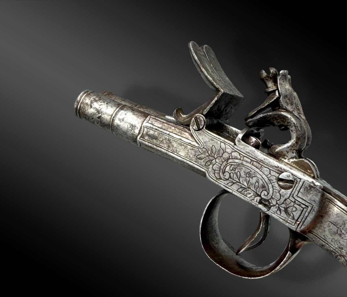 Double-barreled, All-iron Flintlock Travel Pistol-photo-4