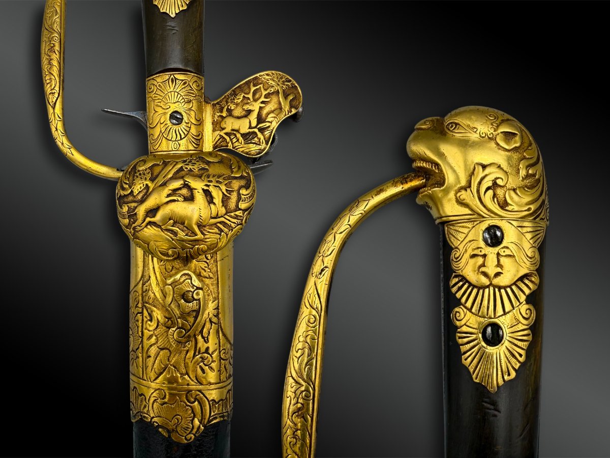 DAGUE de vènerie à système pistolet - Europe - XVIIIème siècle-photo-4