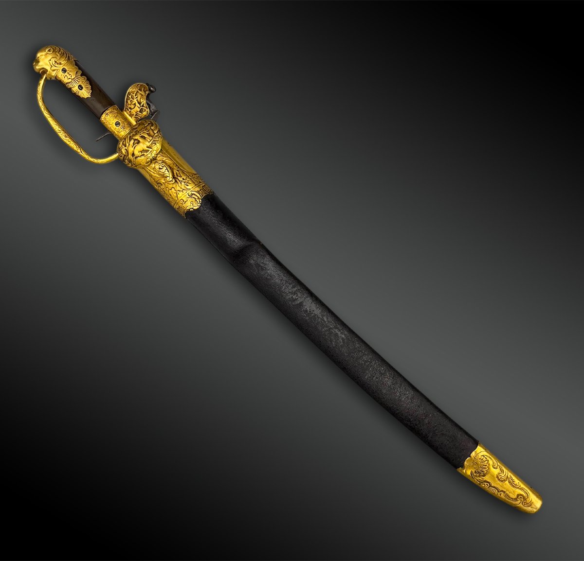 DAGUE de vènerie à système pistolet - Europe - XVIIIème siècle-photo-4