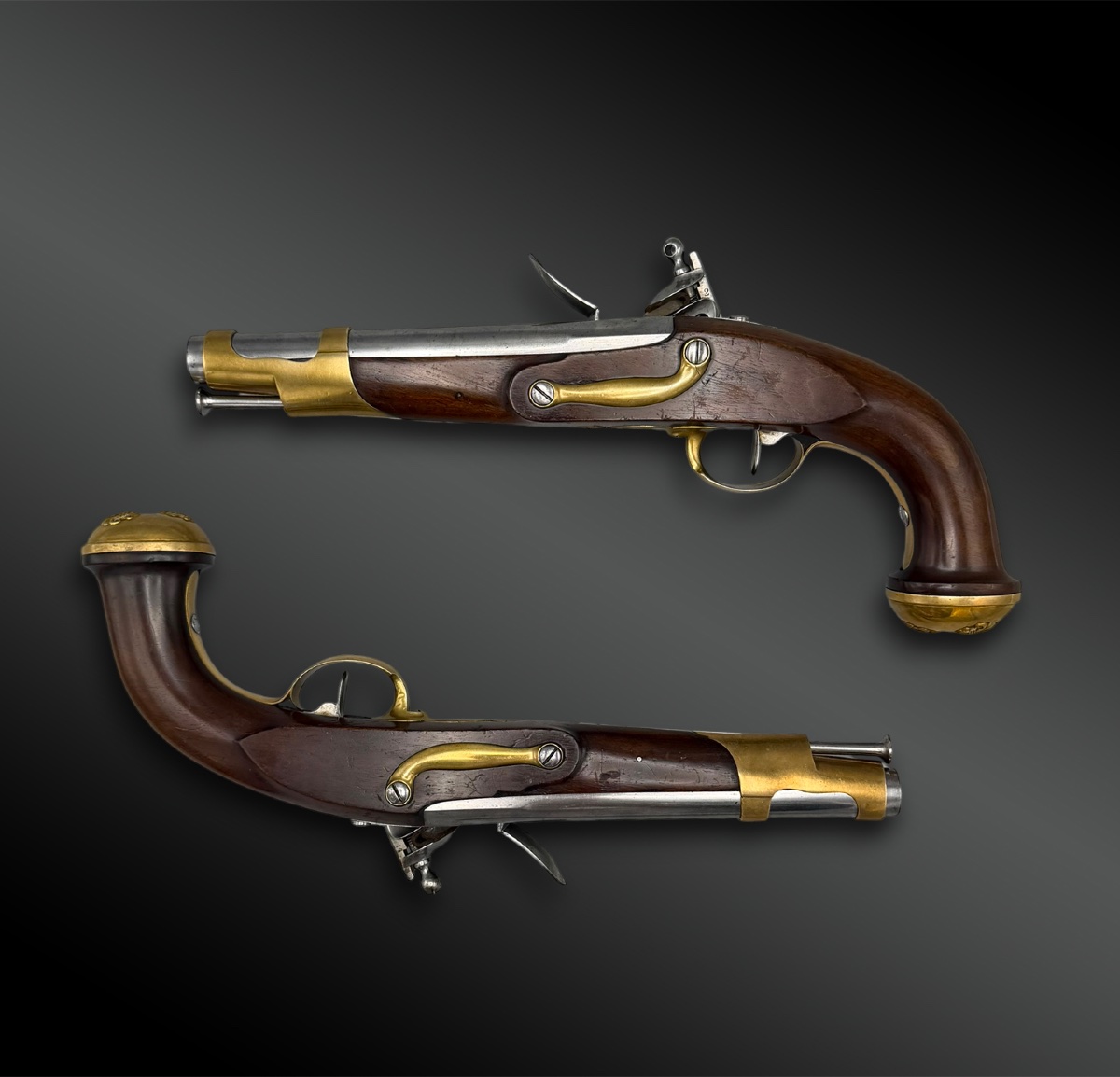 Pair Of Flintlock Pistols From The King's Bodyguards  Second Model, 1816 - France-photo-2