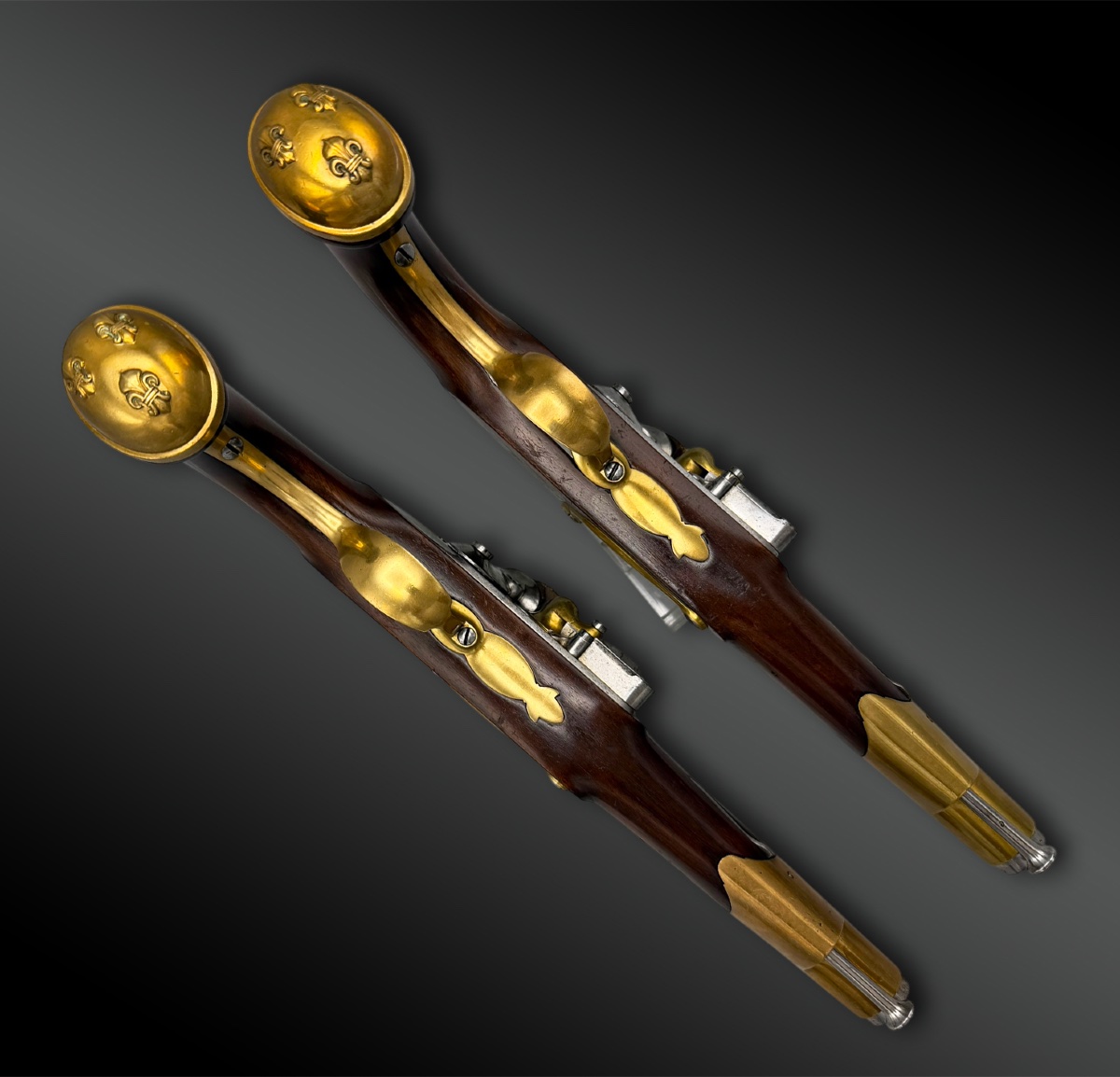 Pair Of Flintlock Pistols From The King's Bodyguards  Second Model, 1816 - France-photo-1