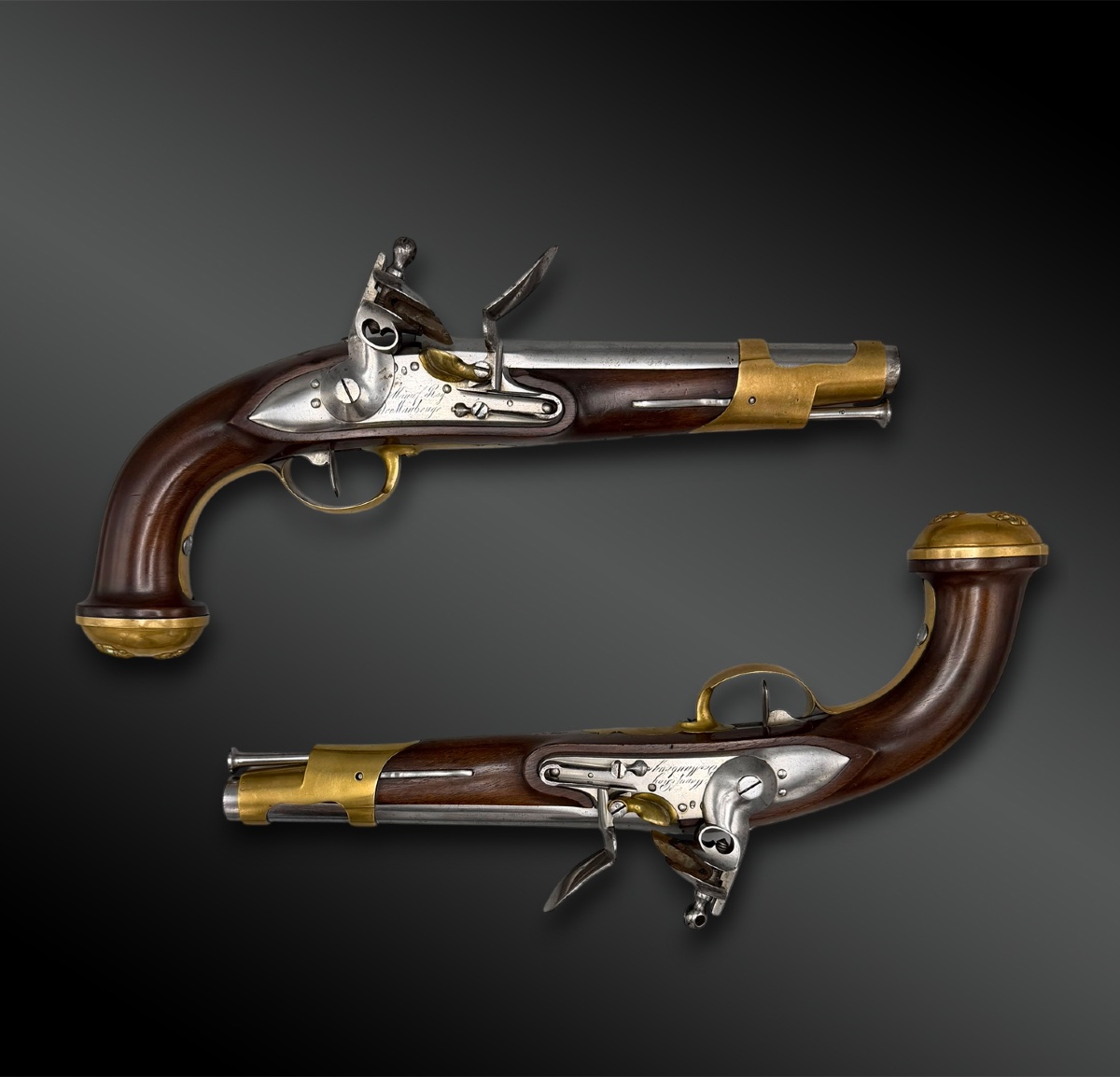 Pair Of Flintlock Pistols From The King's Bodyguards  Second Model, 1816 - France