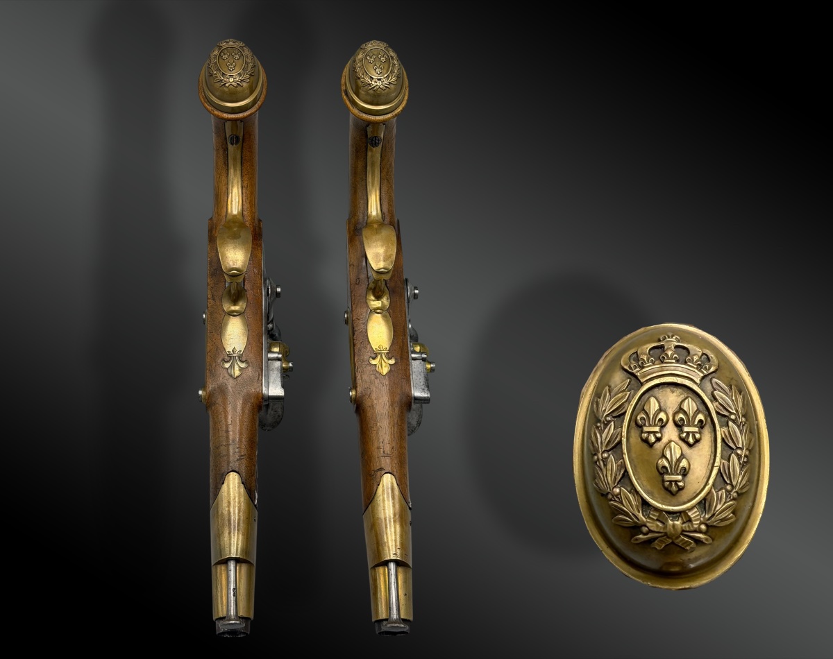 PAIRE de PISTOLETS à SILEX de GARDE du CORPS du ROI Premier Modèle, 1814 - France-photo-4