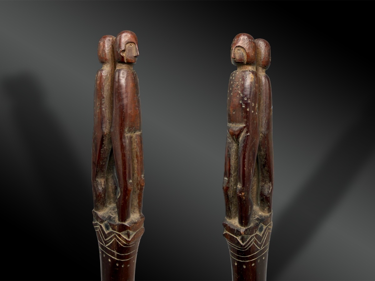 Shaman's Staff Featuring An Anthropomorphic Couple - Northwestern Colombia - Circa 1900-photo-4