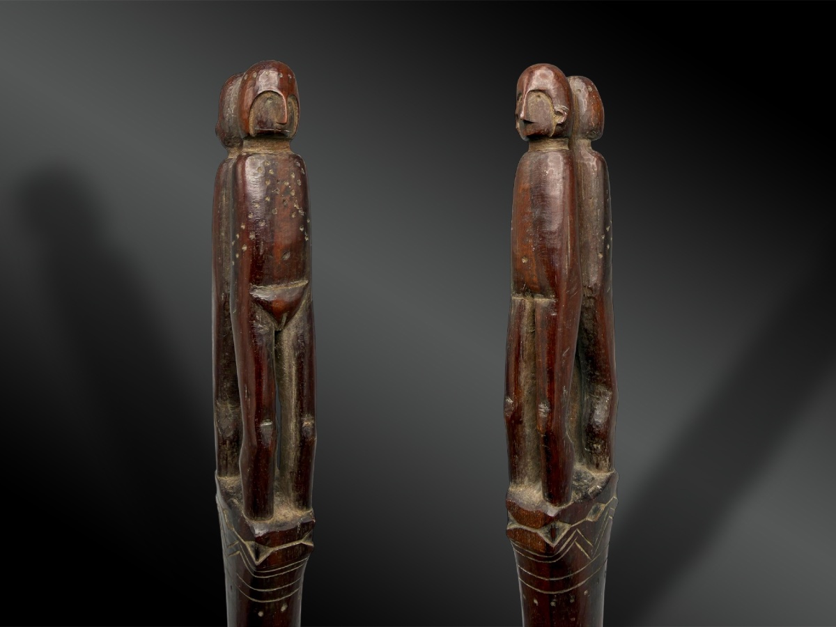 Shaman's Staff Featuring An Anthropomorphic Couple - Northwestern Colombia - Circa 1900