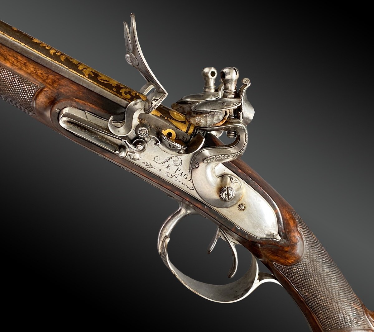 Hunting Rifle, Double Flintlock, Signed Lepage In Paris, France, 1st Empire-photo-3