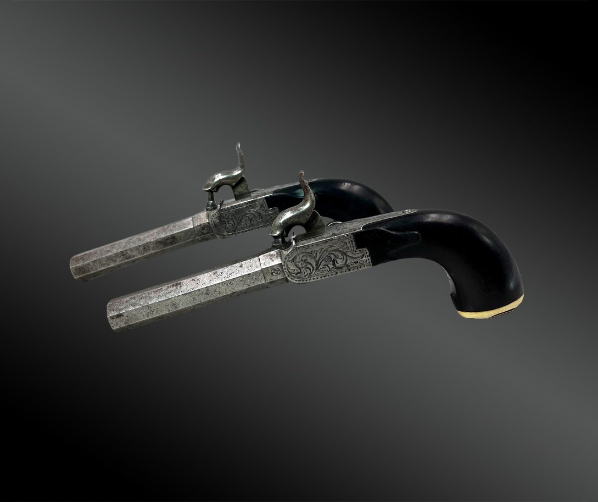 Pair Of Pistols With Percussion Box  - France - 19th Century-photo-2