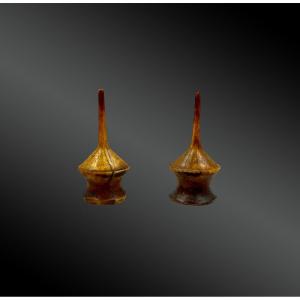 Pair Of Ear Studs Or Labrets - Karen Culture, Golden Triangle, Burma - 19th Century