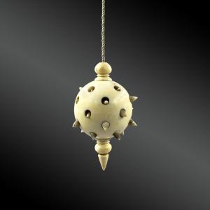 Spiked Ball In Turned Ivory. Said Geisha Ball Japan 19th Century