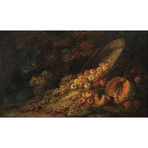 Ecole Française De La Première Moitié Du XIXème Siècle - Nature Morte Au Panier