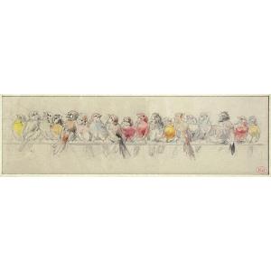 Hector Giacomelli (1822-1904) - Les Oiseaux, étude Préparatoire