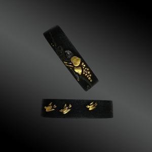 Fuchi En Shakudo, Décor D’oiseaux Et Fleurs Japon, Période Edo