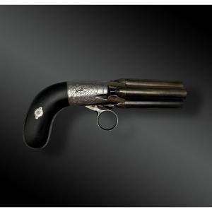 Revolver Poivrière Signée Mariette - Liège, Belgique - XIXème Siècle