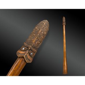 BÂTON de COMBAT appelé Taiaha - CURIOS - Culture Maorie, Nouvelle Zélande, Polynésie