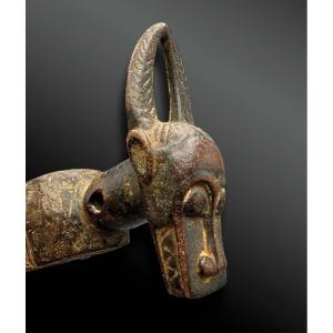 Pulley Stirrup For A Weaving Loom, Featuring A Mask From The Goli Culture Of Baoulé, Ivory Coast 