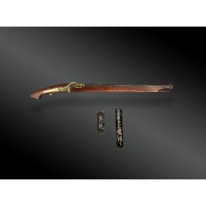 TEPPO : Arquebuse à Mèche Japonaise, à canon lourd, signée. Japon - Période Edo (1603–1868)