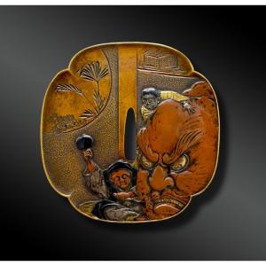 Tsuba Mokko Gata Signed Yamashiro-no-kuni Tenpō - Kyōto Region, Japan Edo Period (1603-1868)