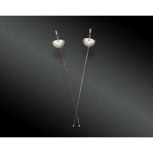 Pair Of Fencing Swords, Aluminum Shells, France, Early 20th Century