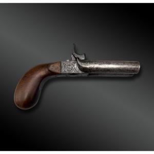 PISTOLET à double canon à coffre de voyage - Liège, Belgique - XIXème siècle