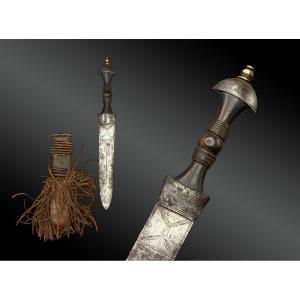 Subsaharan African Dagger With Fringed Sheath, Africa, 20th Century