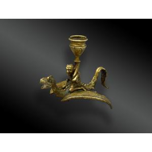 BOUGEOIR AU DIABLE SUR DRAGON VOLANT Europe, début XXème siècle