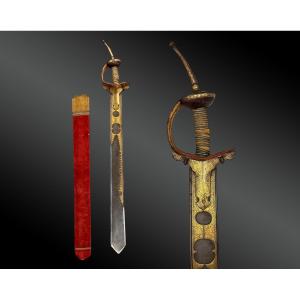 Indian Khanda Straight Sabre With Fork India, Punjab Or Rajasthan, 19th Century