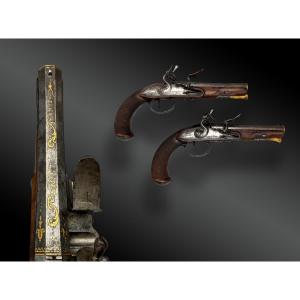 PAIRE DE PISTOLETS À SILEX SIGNÉE PENIET, PARIS France – vers 1805