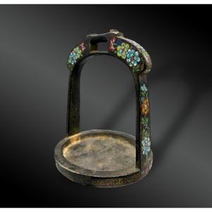 Bronze Stirrup With Cloisonné Enamel - China - Early 19th Century