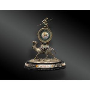 Camel-shaped Table Clock With Enameled Dial And Semi-precious Stones