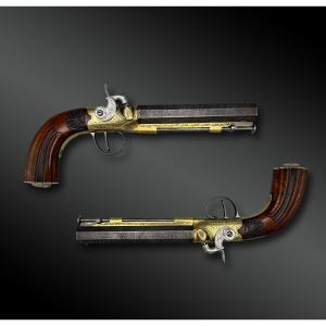 PAIRE de PISTOLET à coffre - Liège, Belgique - XIXème siècle
