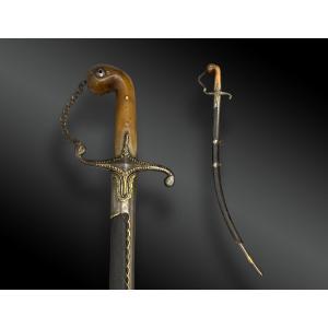 SABRE OTTOMAN, SHAMSHIR AVEC FOURREAU Perse XIXème siècle