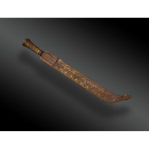 Paiwan Knife Known As “takits” With Brass Inlays Taiwan, 19th Century