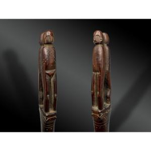 Shaman's Staff Featuring An Anthropomorphic Couple - Northwestern Colombia - Circa 1900