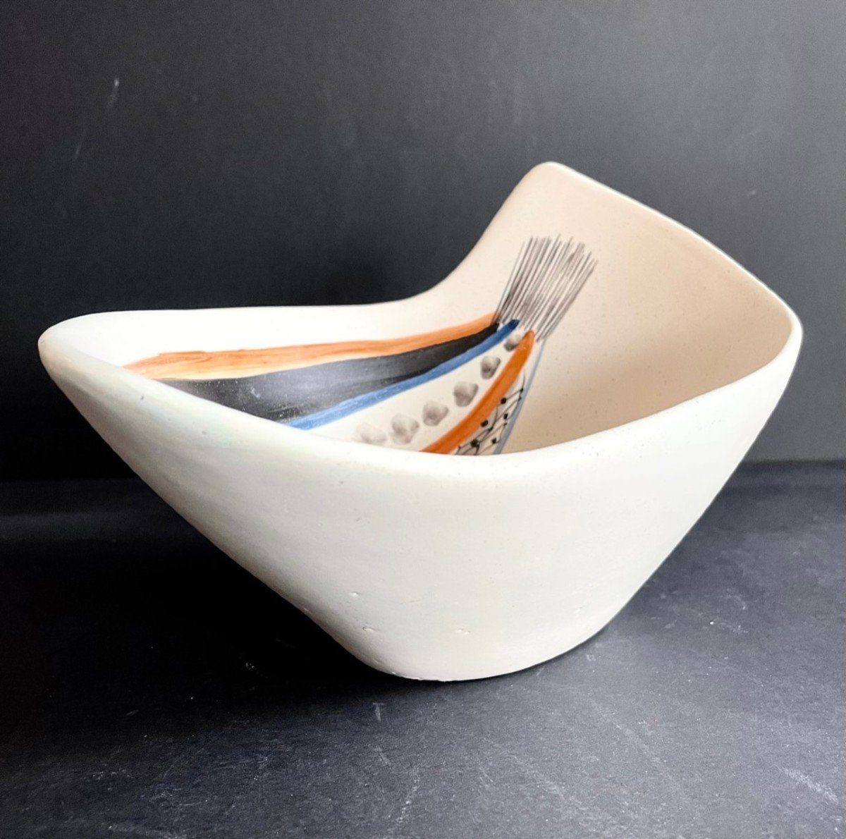 Earthenware "fish" Bowl By Roger Capron Vallauris-photo-2