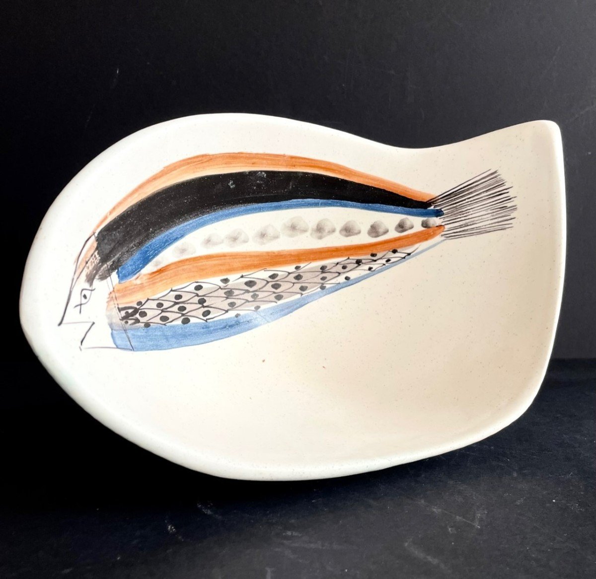 Earthenware "fish" Bowl By Roger Capron Vallauris-photo-4