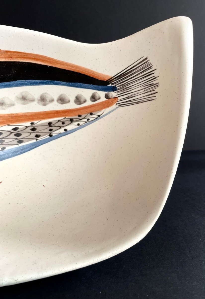 Earthenware "fish" Bowl By Roger Capron Vallauris-photo-1