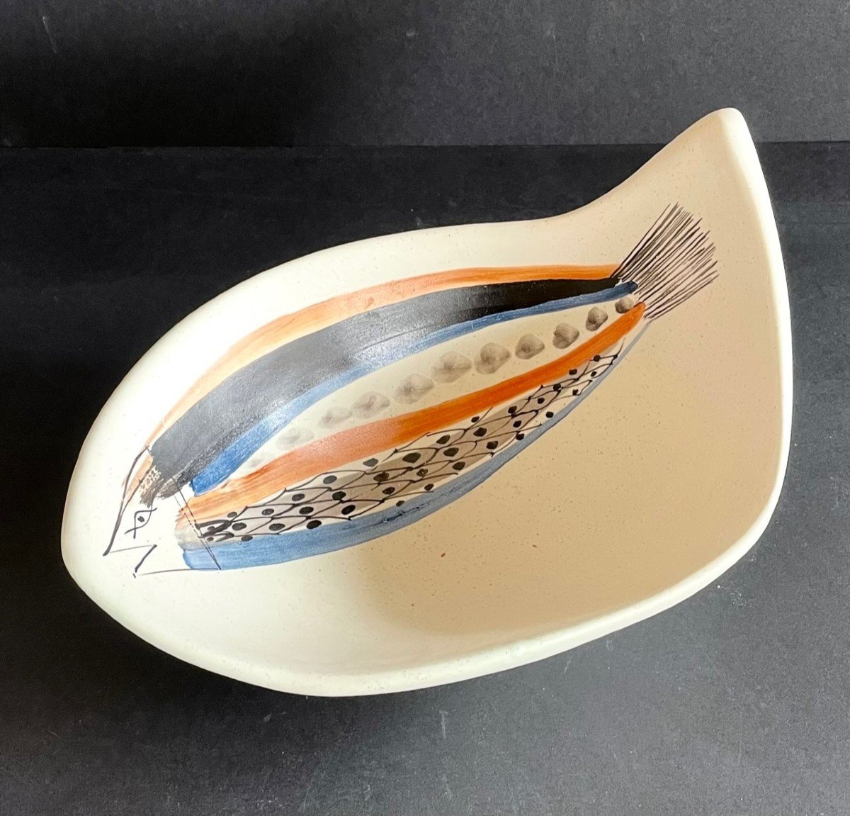 Earthenware "fish" Bowl By Roger Capron Vallauris