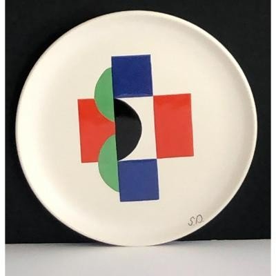 Assiette décorative Sonia Delaunay faïence de Moustiers édition Artcurial