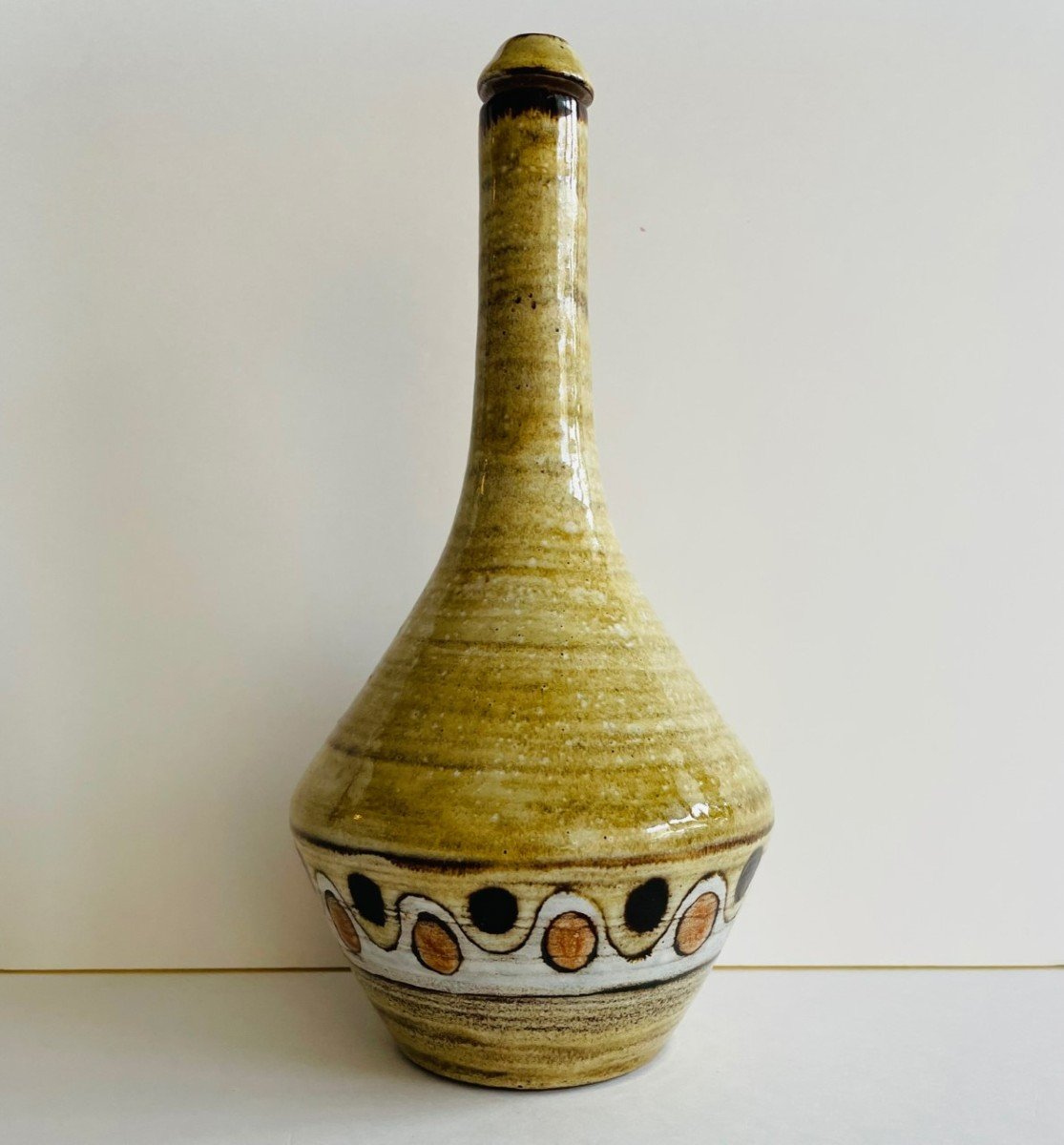 Earthenware Bottle Malarmey Vallauris 60s