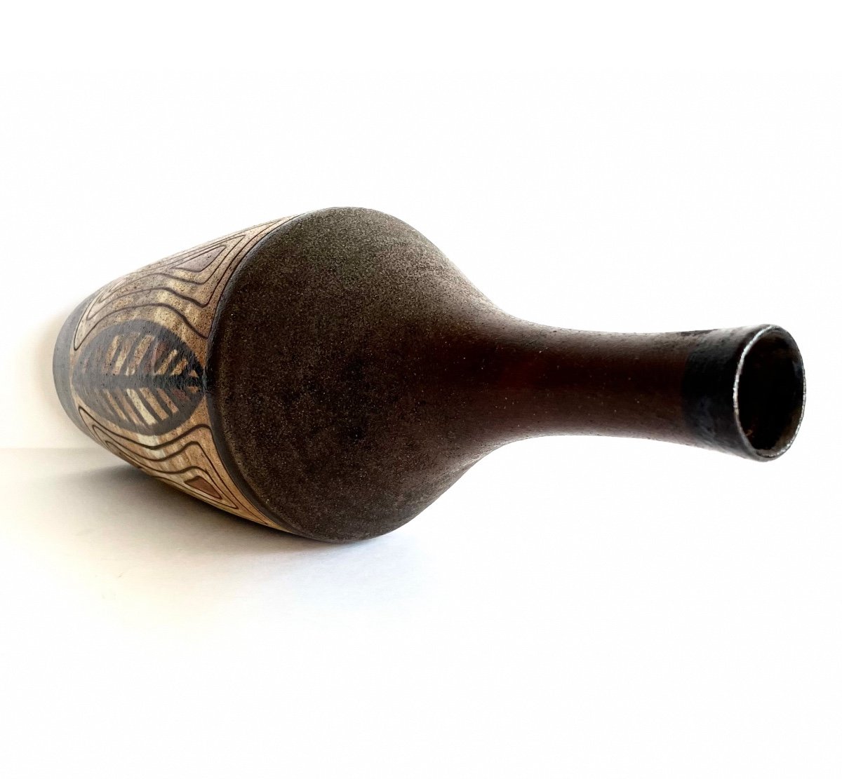 Large  Stoneware Bottle Vase By Alexandre Kostanda Vallauris-photo-3