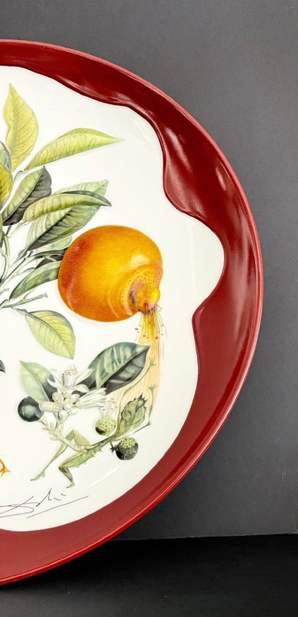 Large Limoges Porcelain Dish "erotic Grapefruit" By Salvador Dali-photo-4