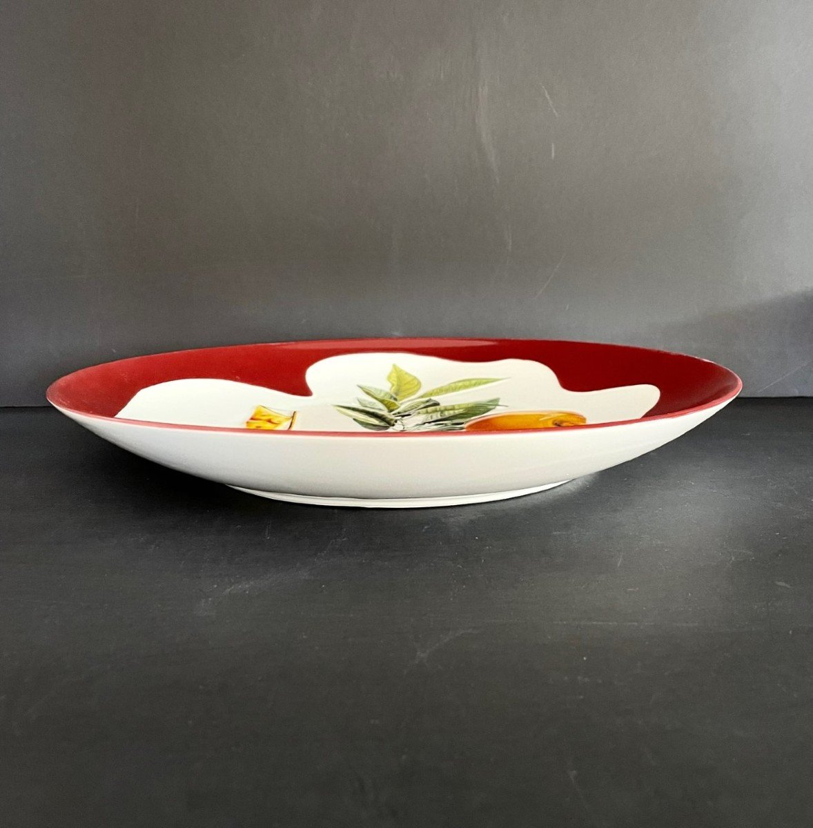 Large Limoges Porcelain Dish "erotic Grapefruit" By Salvador Dali-photo-1